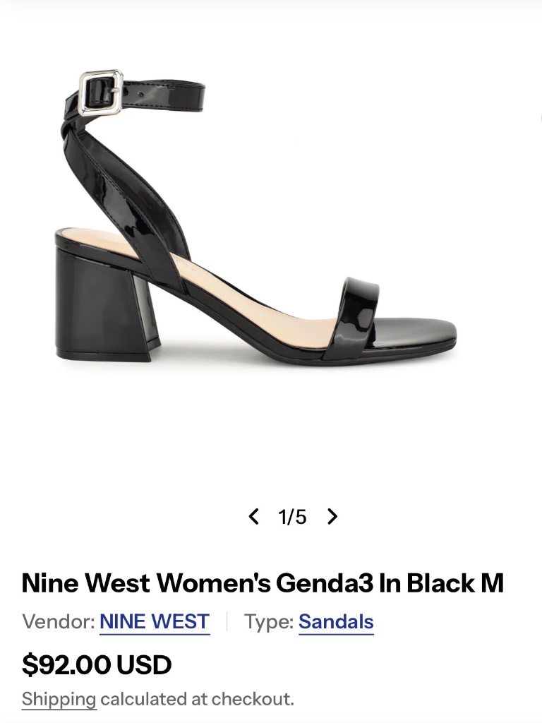 Nine West Women’s Black Patent Genda 3 Dress Sandal